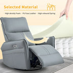 Power 270 Swivel Rocker Recliner Chair with USB Ports, Electric PU Small Recliners for Small Spaces