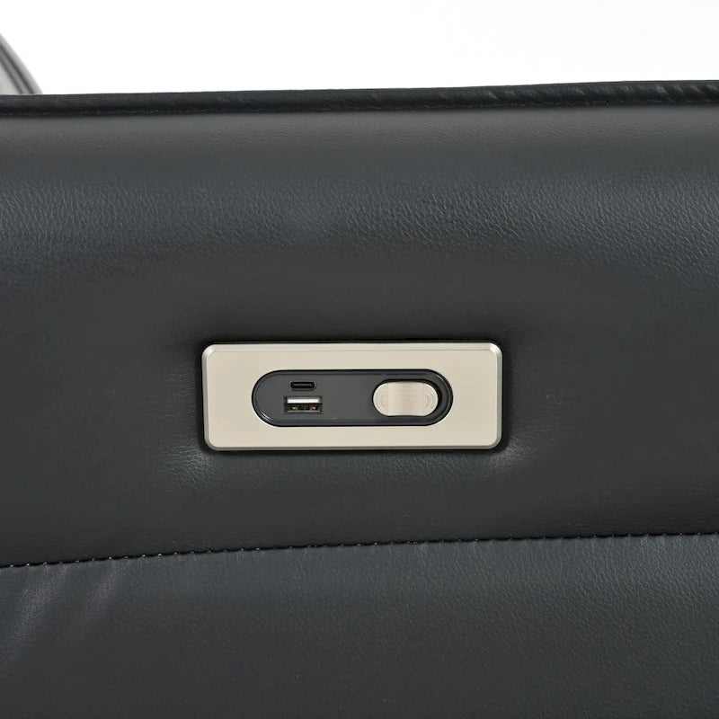 Power 270 Swivel Rocker Recliner Chair with USB Ports, Electric PU Small Recliners for Small Spaces