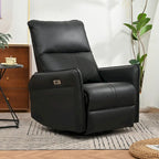 Power 270 Swivel Rocker Recliner Chair with USB Ports, Electric PU Small Recliners for Small Spaces