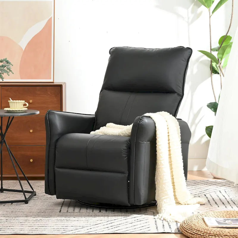 Power 270 Swivel Rocker Recliner Chair with USB Ports, Electric PU Small Recliners for Small Spaces