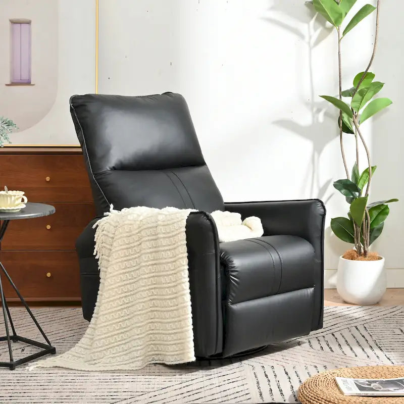 Power 270 Swivel Rocker Recliner Chair with USB Ports, Electric PU Small Recliners for Small Spaces