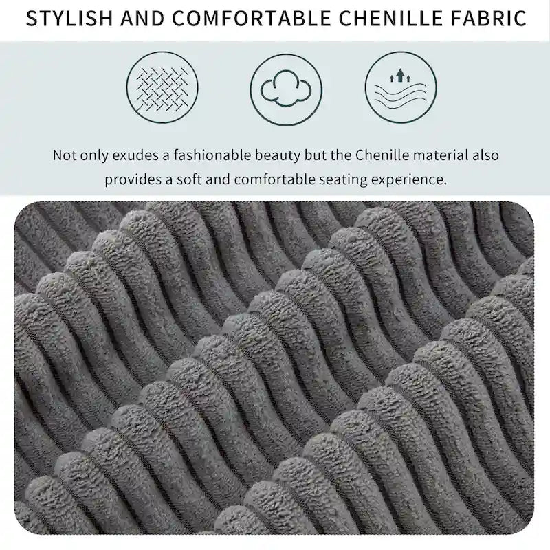 Elegant Corduroy 3 Seater Sofa with 5 Pillows