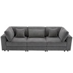 Elegant Corduroy 3 Seater Sofa with 5 Pillows