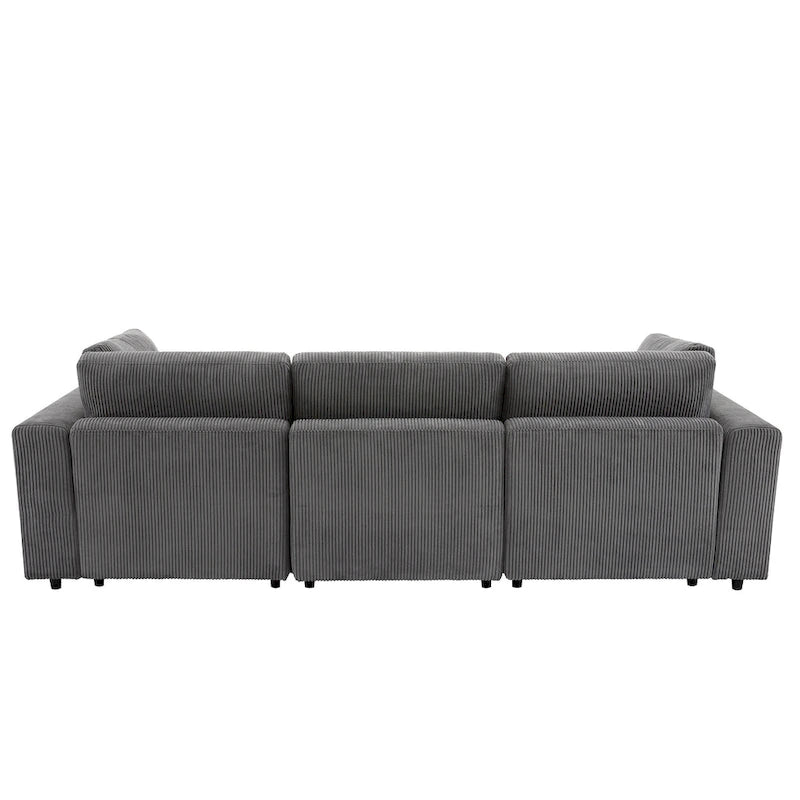 Elegant Corduroy 3 Seater Sofa with 5 Pillows