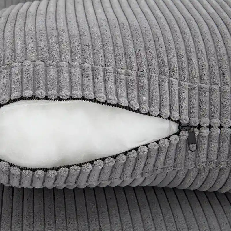 Elegant Corduroy 3 Seater Sofa with 5 Pillows