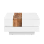 Square Coffee Table with Sliding Tabletop and Hidden Storage