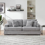 79.3  Corduroy 3-seater Sofa with Toss Pillows and Spring Cushion
