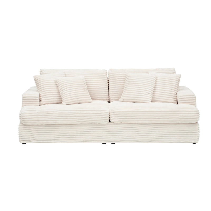 79.3  Corduroy 3-seater Sofa with Toss Pillows and Spring Cushion