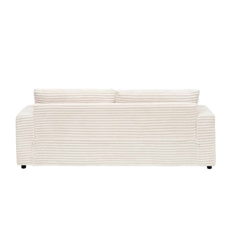 79.3  Corduroy 3-seater Sofa with Toss Pillows and Spring Cushion