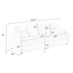 79.3  Corduroy 3-seater Sofa with Toss Pillows and Spring Cushion