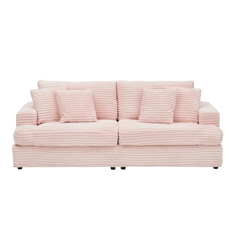 79.3  Corduroy 3-seater Sofa with Toss Pillows and Spring Cushion