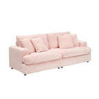 79.3  Corduroy 3-seater Sofa with Toss Pillows and Spring Cushion