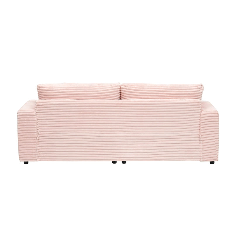 79.3  Corduroy 3-seater Sofa with Toss Pillows and Spring Cushion