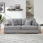 79.3  Corduroy 3-seater Sofa with Toss Pillows and Spring Cushion