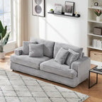 79.3  Corduroy 3-seater Sofa with Toss Pillows and Spring Cushion