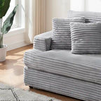 79.3  Corduroy 3-seater Sofa with Toss Pillows and Spring Cushion
