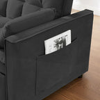 Black 55.2  Velvet Pull-Out Sofa Bed with Toss Pillows and Pockets