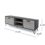 Grey 71.1  TV Stand with Fold-Out Cabinet, Regular Cabinet, and 2 Shelves for TVs Up to 79