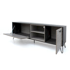 Grey 71.1  TV Stand with Fold-Out Cabinet, Regular Cabinet, and 2 Shelves for TVs Up to 79