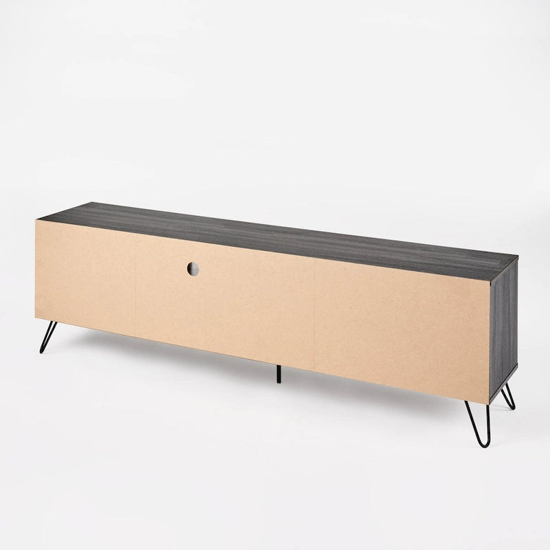 Grey 71.1  TV Stand with Fold-Out Cabinet, Regular Cabinet, and 2 Shelves for TVs Up to 79