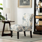 Blue Leaves 29.13  Upholstered Accent Chair with Wood Legs
