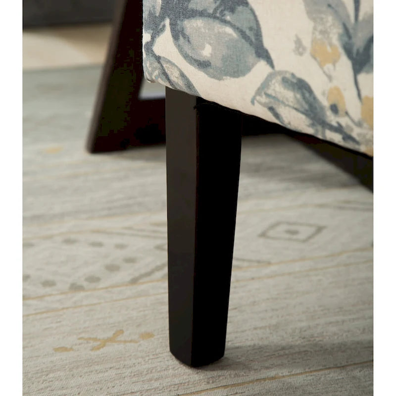 Blue Leaves 29.13  Upholstered Accent Chair with Wood Legs