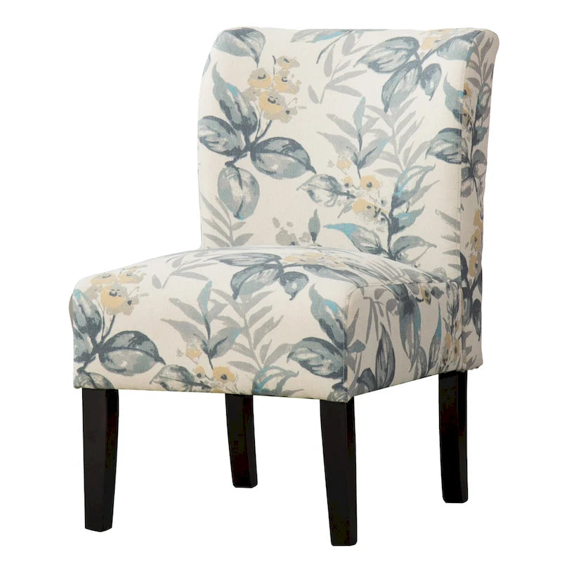 Blue Leaves 29.13  Upholstered Accent Chair with Wood Legs