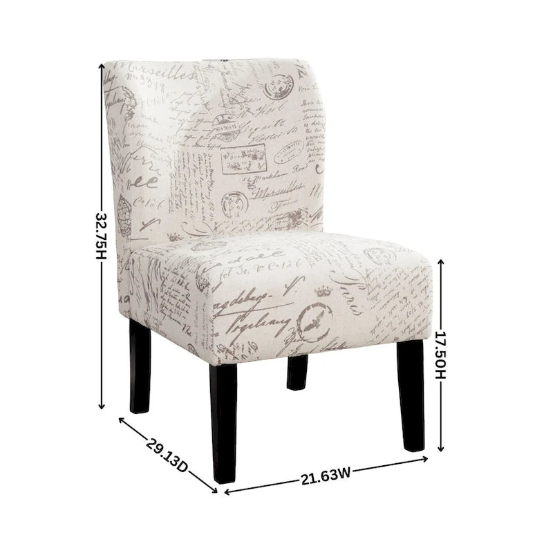 Blue Leaves 29.13  Upholstered Accent Chair with Wood Legs