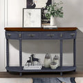52 inch Circular Half Moon Sofa Table with Open Shelf and 2 Drawers