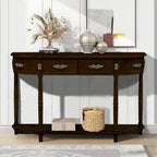 52 inch Circular Half Moon Sofa Table with Open Shelf and 2 Drawers