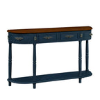52 inch Circular Half Moon Sofa Table with Open Shelf and 2 Drawers