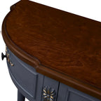 52 inch Circular Half Moon Sofa Table with Open Shelf and 2 Drawers