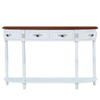 52 inch Circular Half Moon Sofa Table with Open Shelf and 2 Drawers