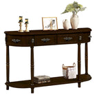 52 inch Circular Half Moon Sofa Table with Open Shelf and 2 Drawers