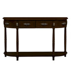52 inch Circular Half Moon Sofa Table with Open Shelf and 2 Drawers