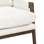 White 35.4  Velvet Arm Chair with Rubber Wood Frame