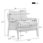 White 35.4  Velvet Arm Chair with Rubber Wood Frame