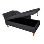 Black 58.26  Velvet Upholstered Button Tufted Chaise Lounge Chair with Storage