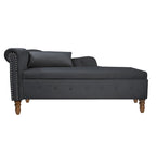 Black 58.26  Velvet Upholstered Button Tufted Chaise Lounge Chair with Storage