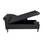 Black 58.26  Velvet Upholstered Button Tufted Chaise Lounge Chair with Storage