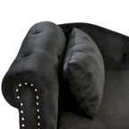 Black 58.26  Velvet Upholstered Button Tufted Chaise Lounge Chair with Storage
