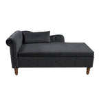 Black 58.26  Velvet Upholstered Button Tufted Chaise Lounge Chair with Storage