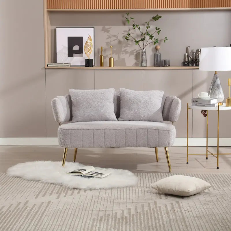 Modern Upholstered Armsofa Tufted Sofa with Metal Frame
