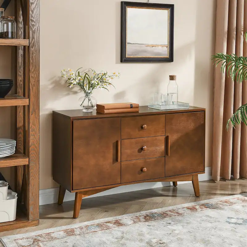 47.3  Mid Century Modern Sideboard Buffet Cabinet with Storage,Storage Cabinet with 2 Doors and 3 Drawers,Accent Console Table