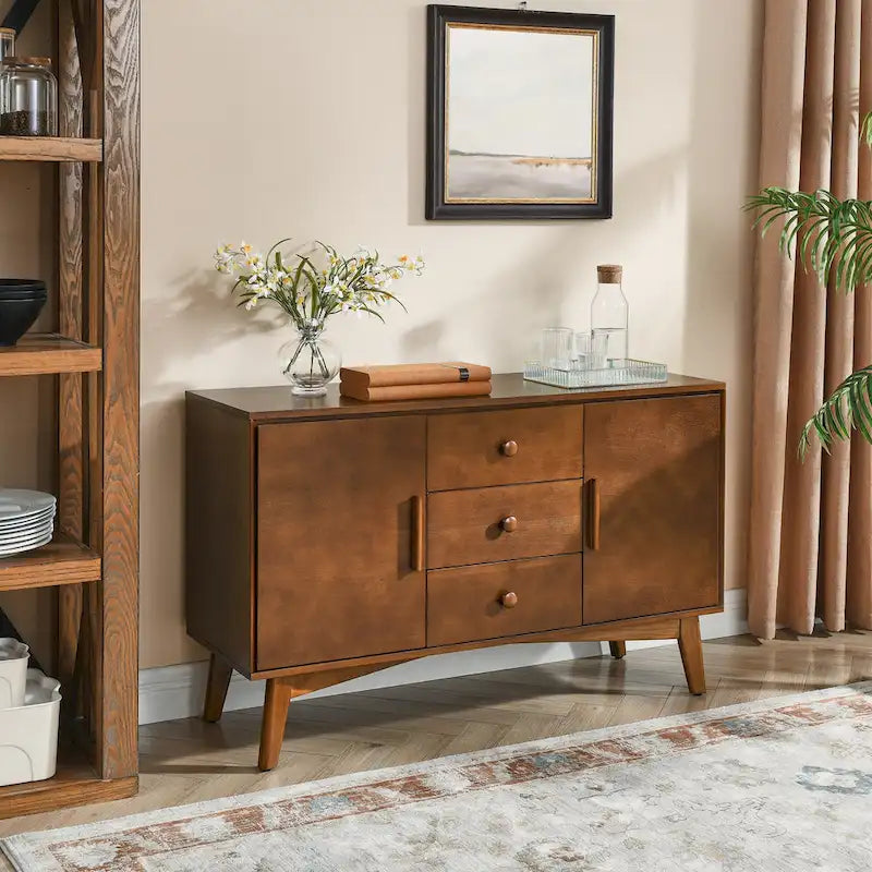 47.3  Mid Century Modern Sideboard Buffet Cabinet with Storage,Storage Cabinet with 2 Doors and 3 Drawers,Accent Console Table