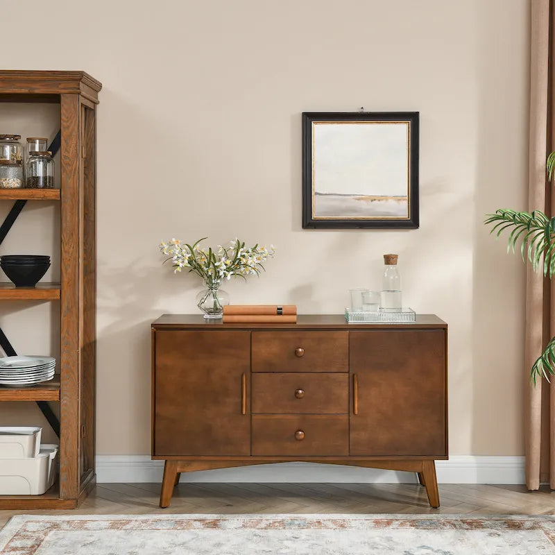 47.3  Mid Century Modern Sideboard Buffet Cabinet with Storage,Storage Cabinet with 2 Doors and 3 Drawers,Accent Console Table