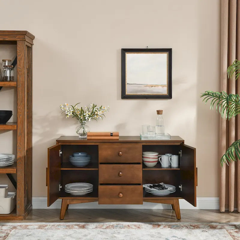 47.3  Mid Century Modern Sideboard Buffet Cabinet with Storage,Storage Cabinet with 2 Doors and 3 Drawers,Accent Console Table