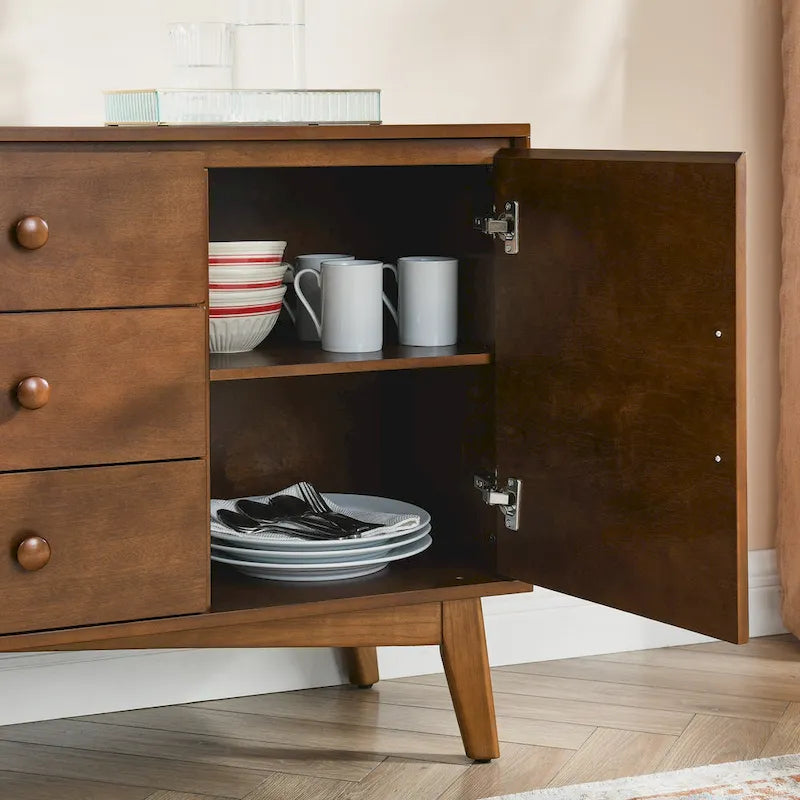 47.3  Mid Century Modern Sideboard Buffet Cabinet with Storage,Storage Cabinet with 2 Doors and 3 Drawers,Accent Console Table