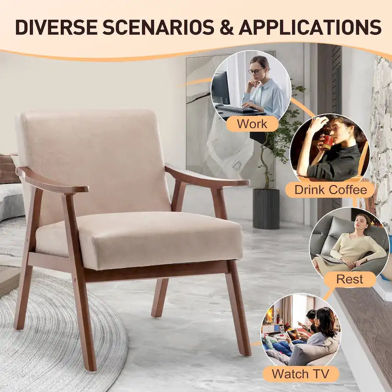 Living Room Chair with Solid Wood