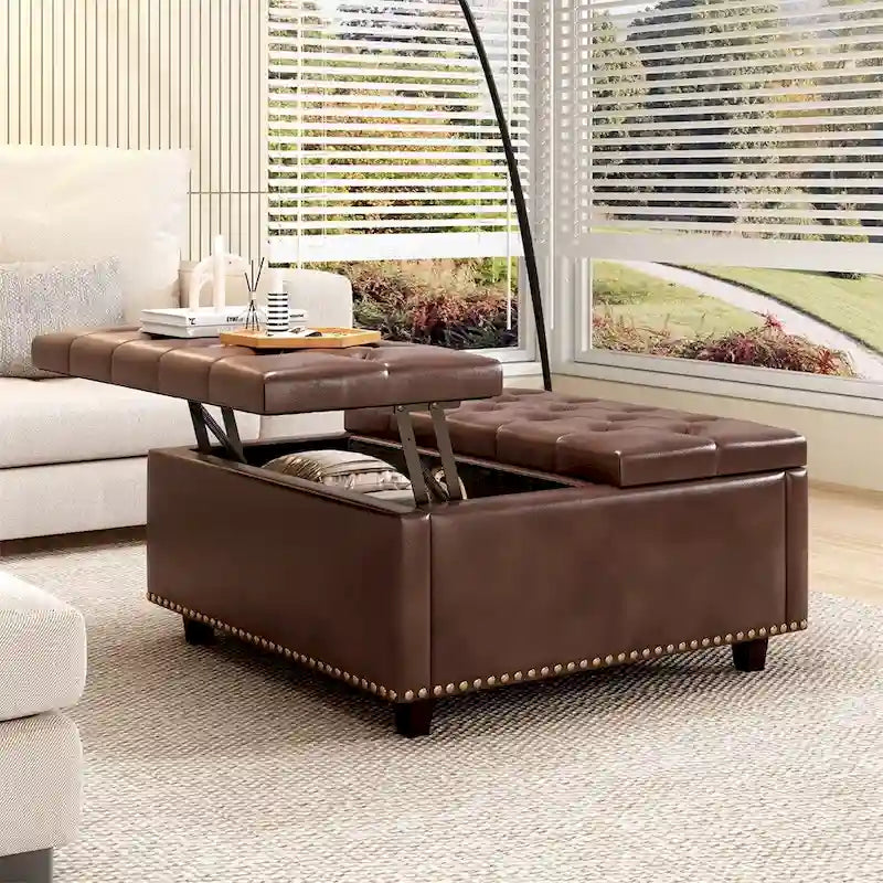 Modern Storage Coffee Table with Storage Doors for Living Room
